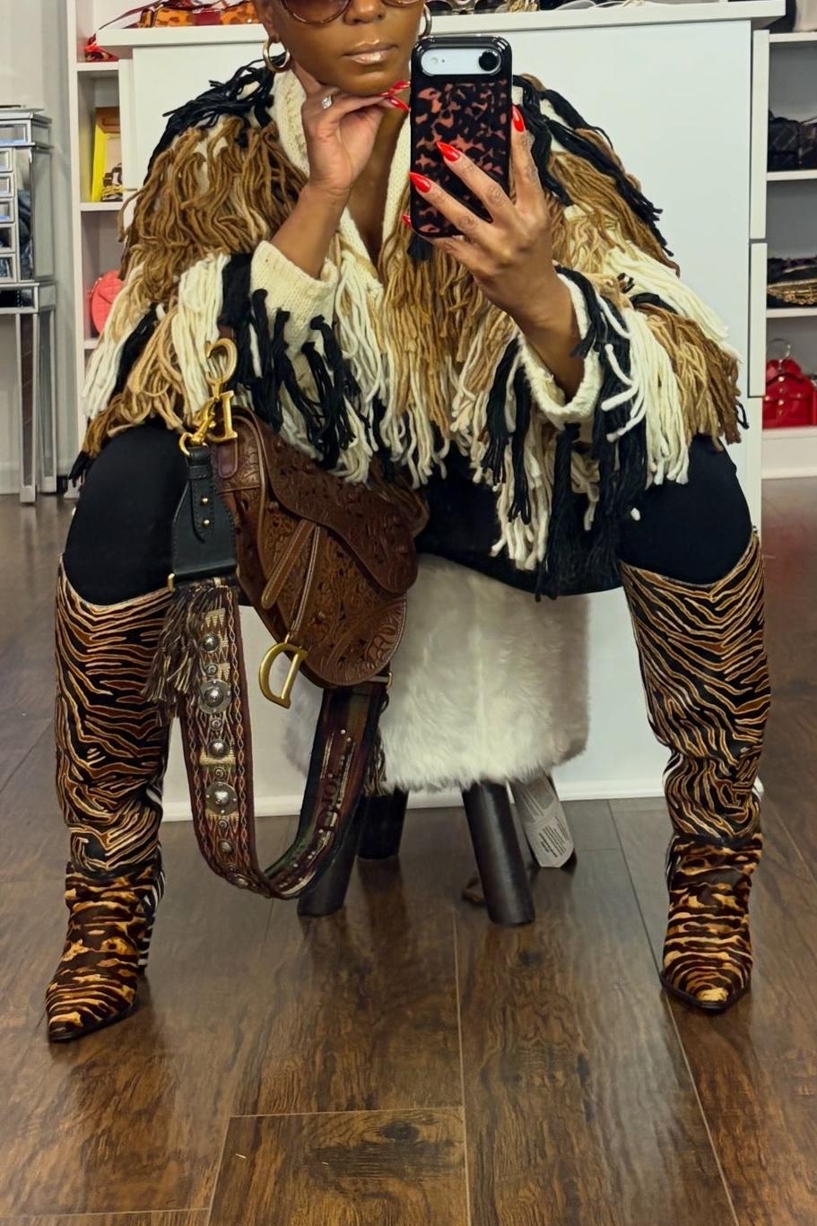 Shake it Baby Fringe Sweater Coat