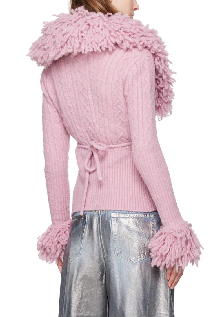 Pink Rib Wool Mix Cardigan