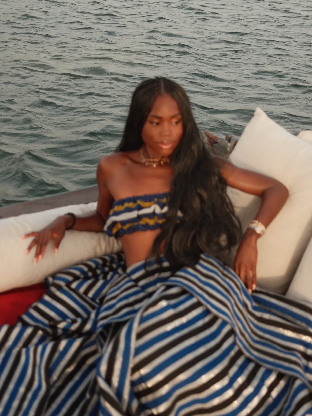 Striped Bandeau Top & Skirt Set