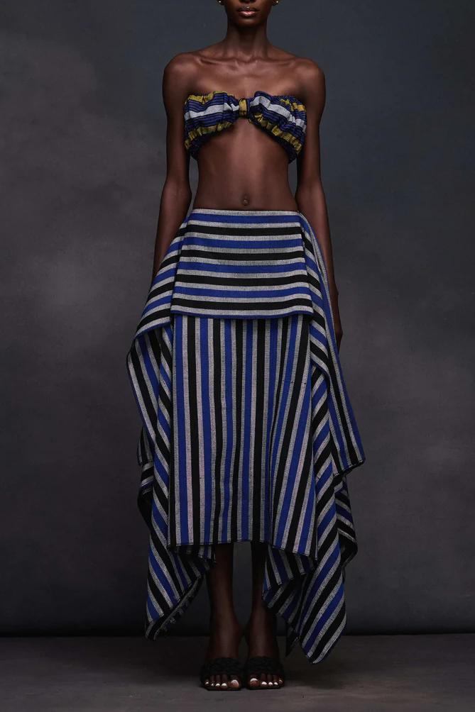 Striped Bandeau Top & Skirt Set