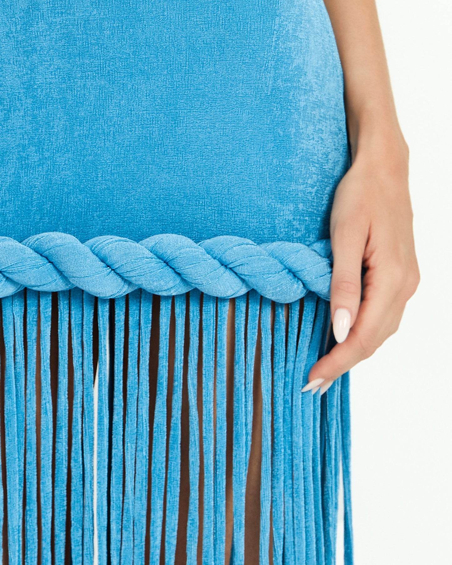 Halter Dress with Long Tassel Hem