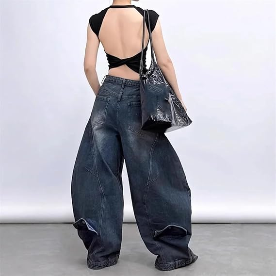 Women’S Low Rise Loose Fit Floor Wide Leg Jeans