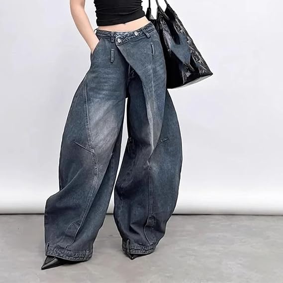 Women’S Low Rise Loose Fit Floor Wide Leg Jeans