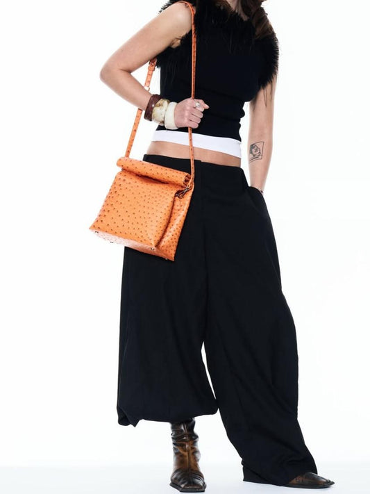 Clementine Paper Bag–Inspired Roll-Top Crossbody Bag