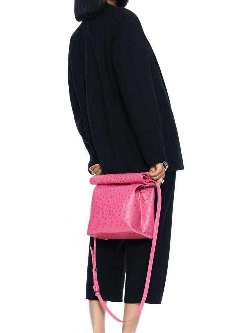 Paper Bag–Inspired Roll-Top Crossbody Bag