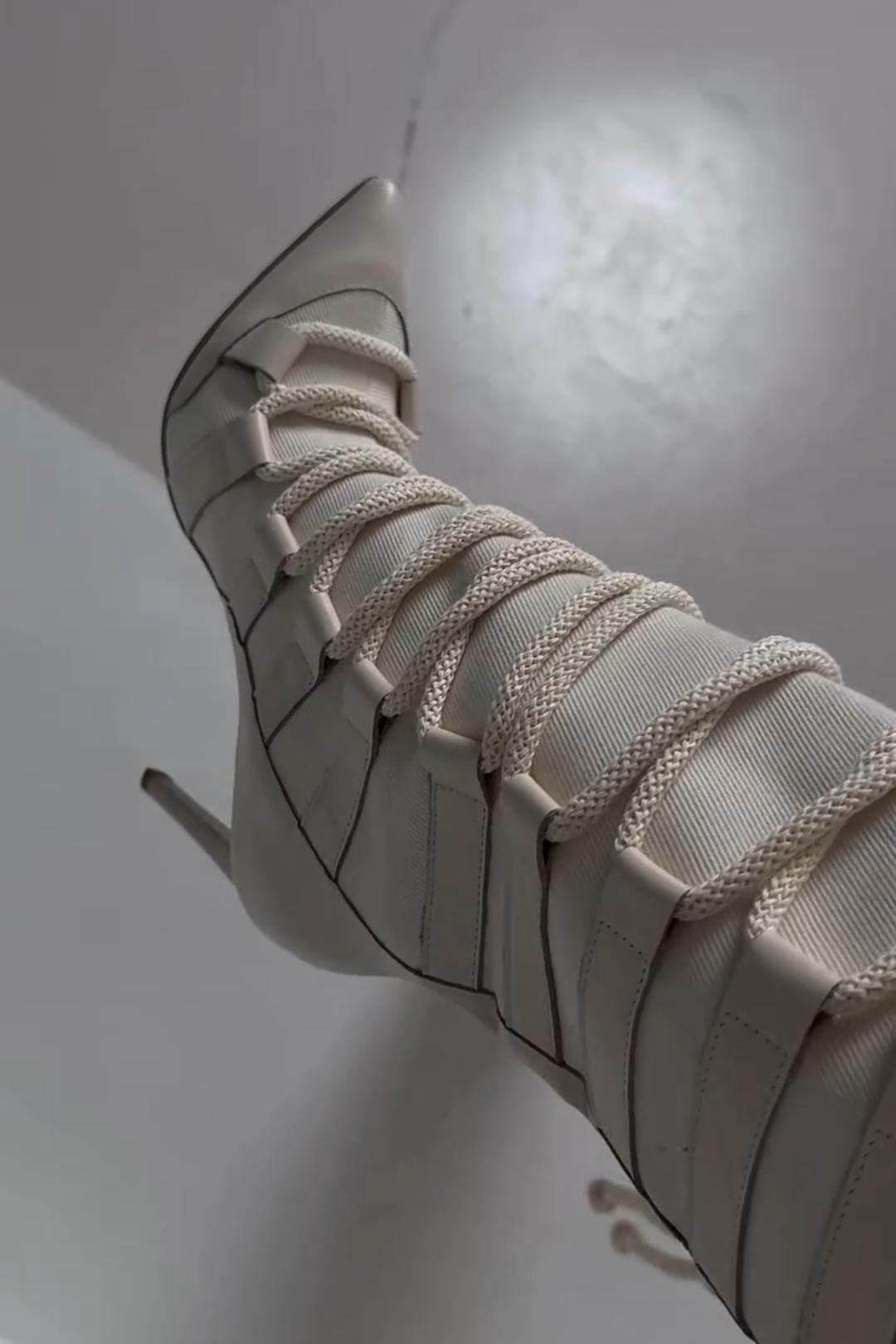 Lace-Up Heeled Tall Boots