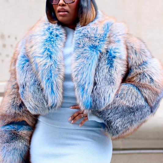 The Tamica Blue Frost Crop Jacket