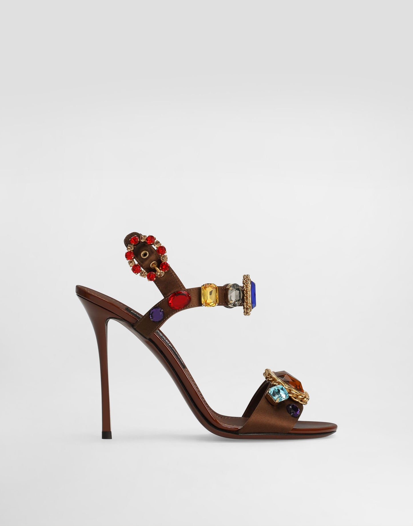 Satin and patent leather keira sandals with embellishments