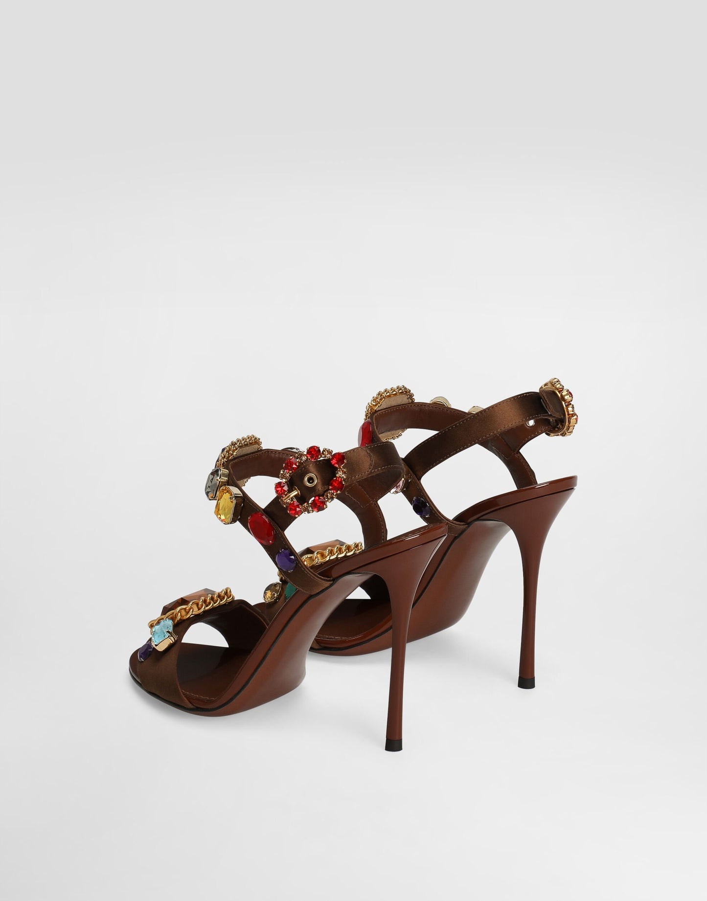 Satin and patent leather keira sandals with embellishments