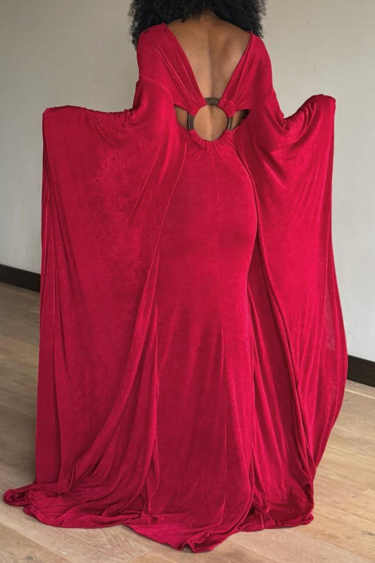 Backless Maxi Robe Dress