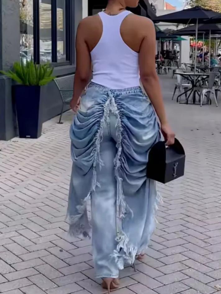 Skirt Overlay Straight Leg Jeans