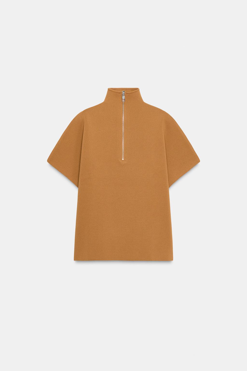Short Sleeve Knit Zip Jumper