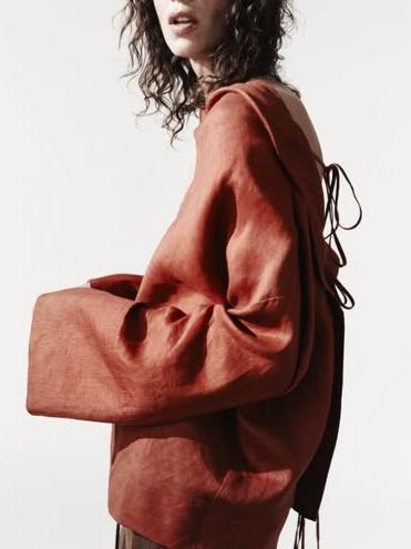 Backless Tie-Back Loose Shirt