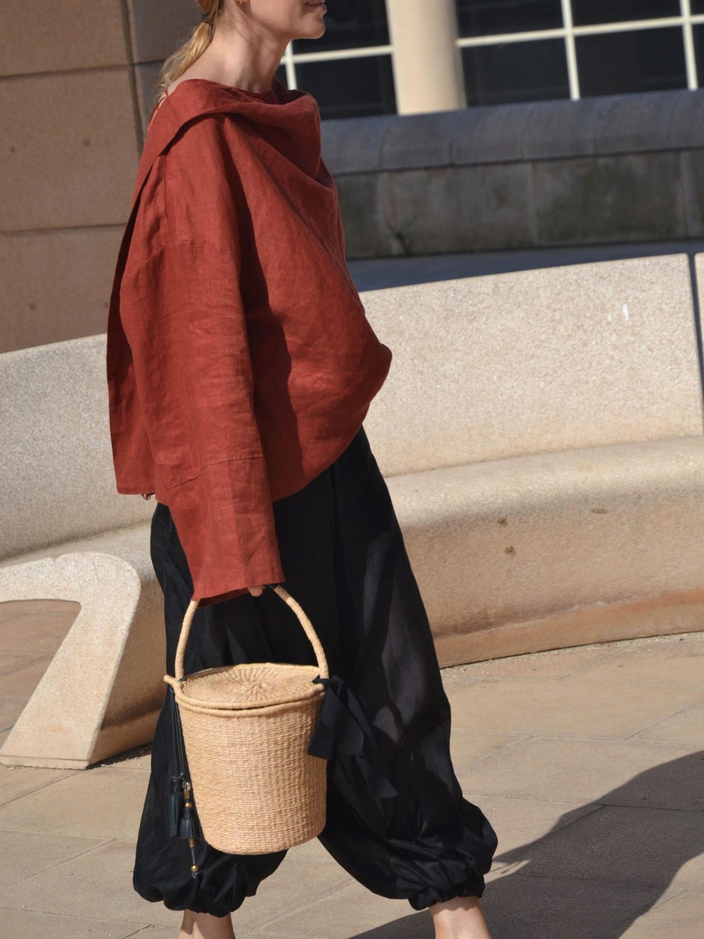Backless Tie-Back Loose Shirt