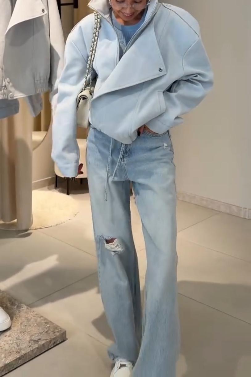 Sky Blue Lapel Jacket