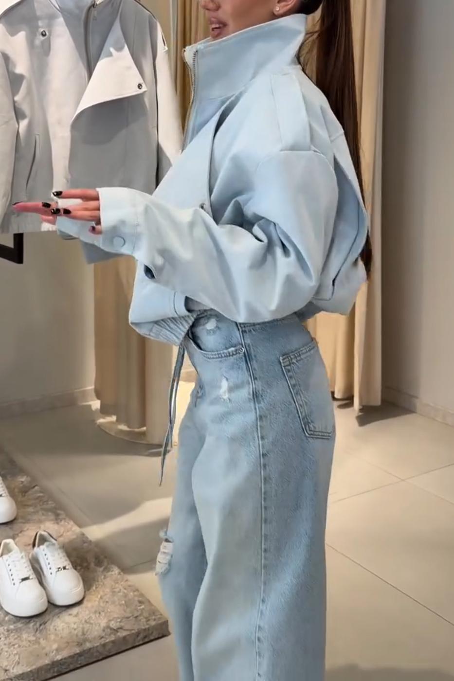 Sky Blue Lapel Jacket