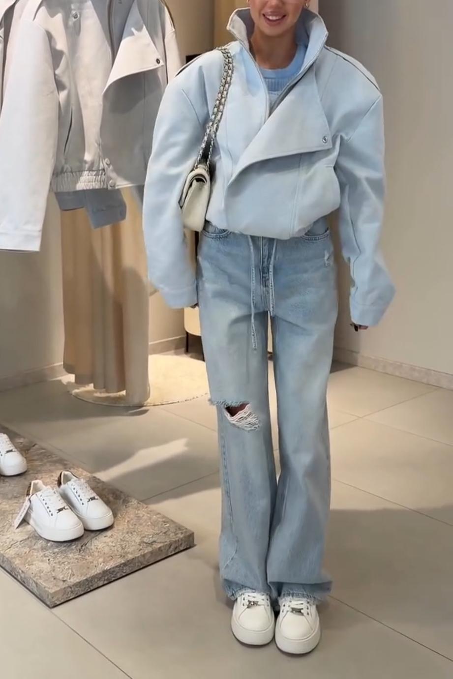 Sky Blue Lapel Jacket