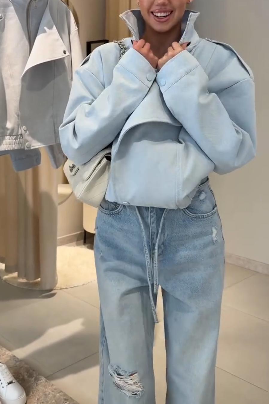 Sky Blue Lapel Jacket