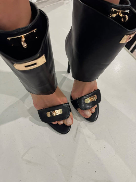 Buckle Detail Open-Toe High Heel Sandals