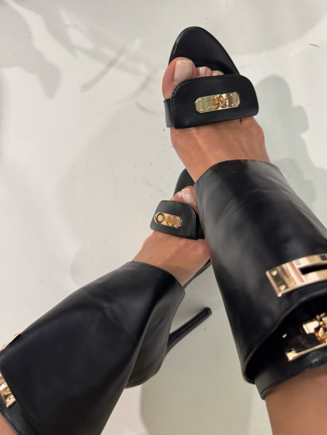 Buckle Detail Open-Toe High Heel Sandals