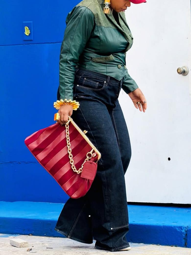 Vintage Green Leather 80's  Jacket