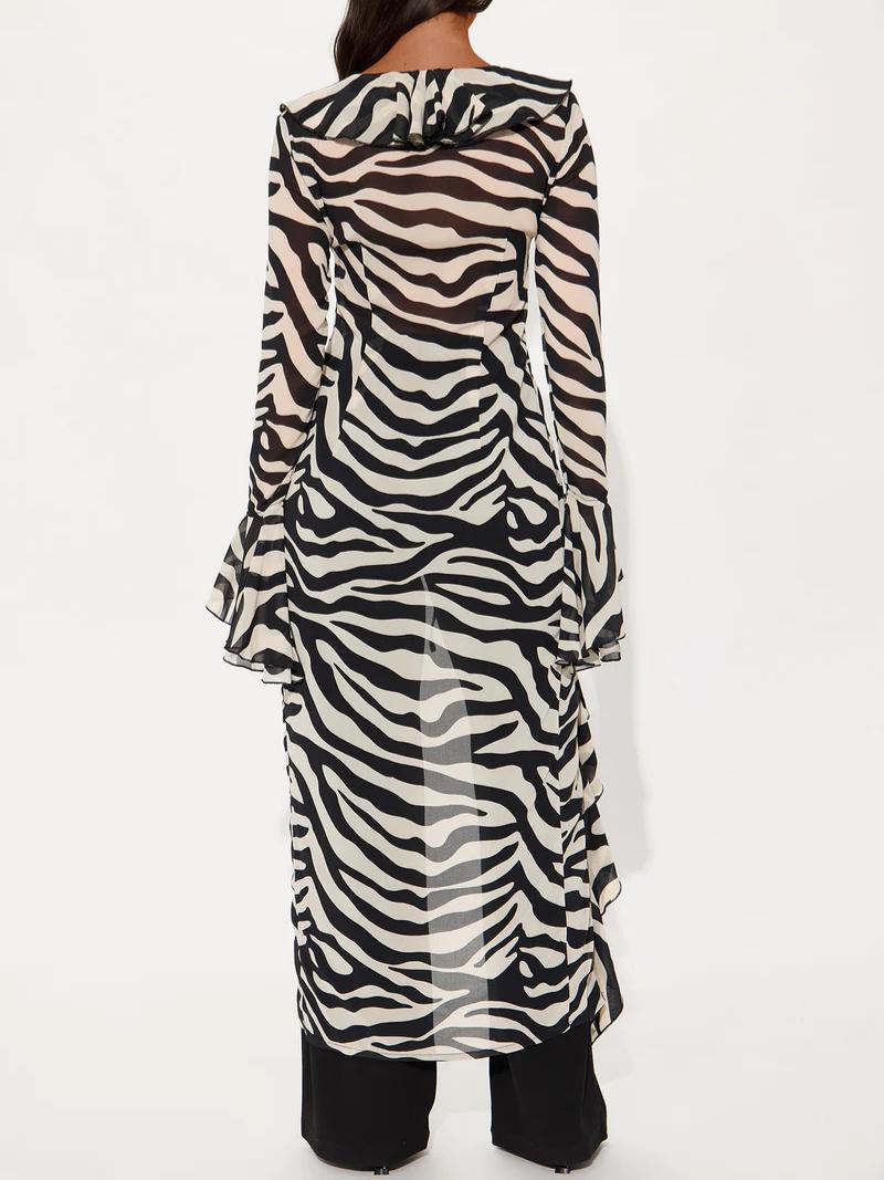 Wild Seduction Zebra Chiffon Maxi Top