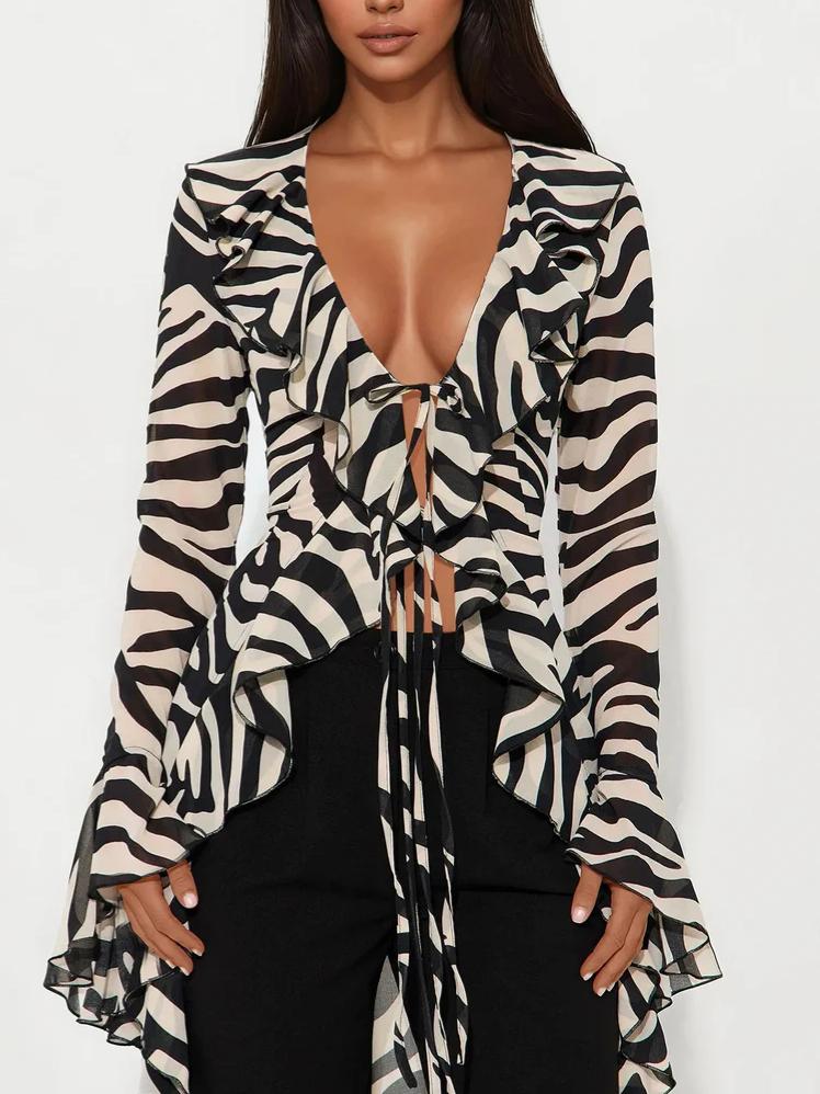 Wild Seduction Zebra Chiffon Maxi Top