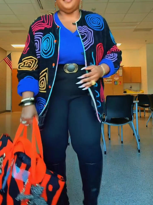 Graffiti Style Knit Cardigan