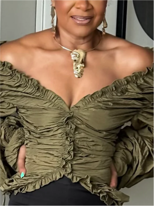 The Olive Allure Statement Blouse