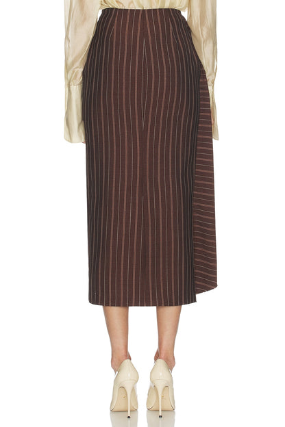 Irregular Stripe Twill Blanket Skirt