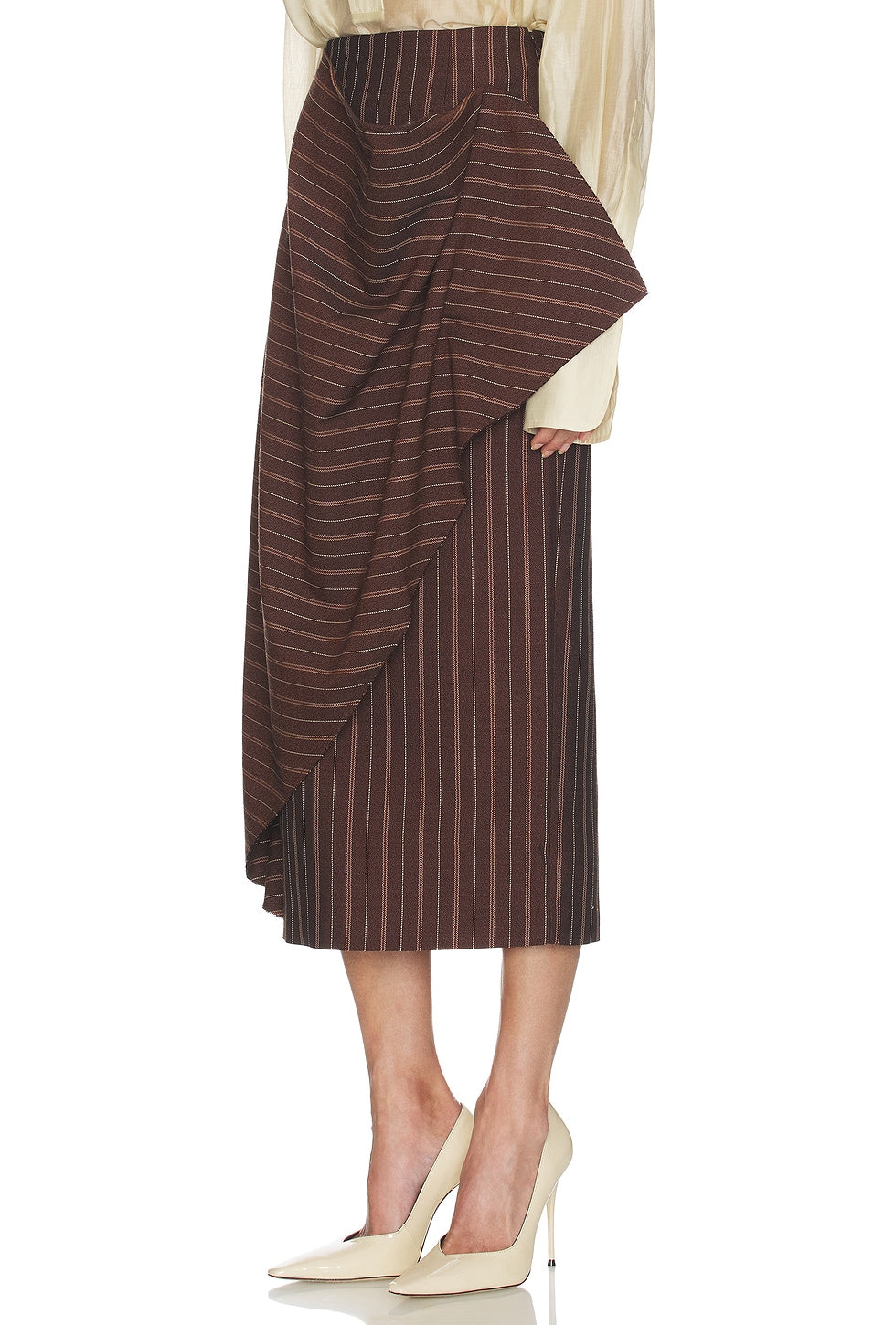 Irregular Stripe Twill Blanket Skirt