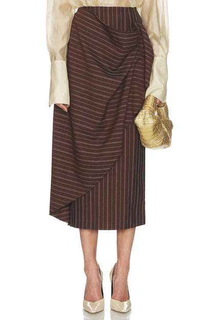 Irregular Stripe Twill Blanket Skirt