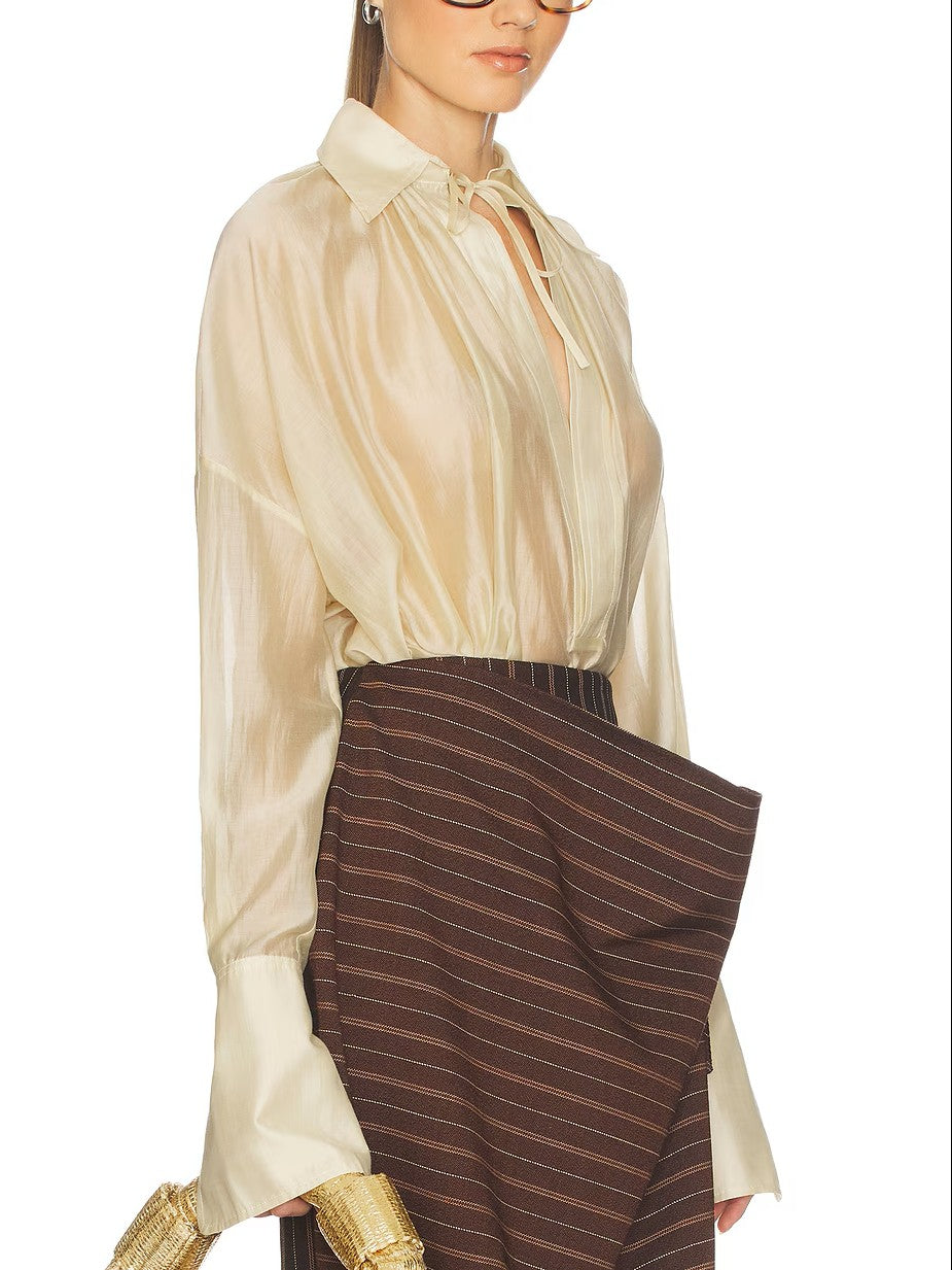 Satin Tie-Front Blouse