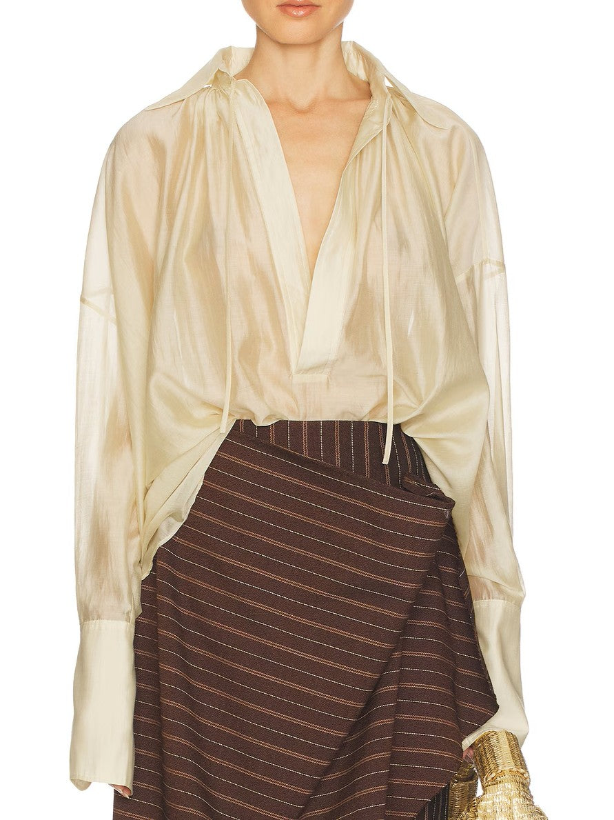 Satin Tie-Front Blouse