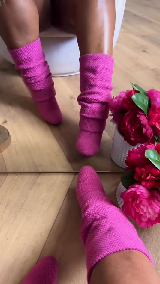 Woven Texture Ruched Wedge Boots