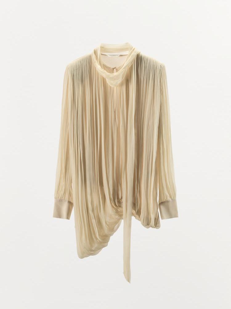 Draped Shoulder Pad Blouse