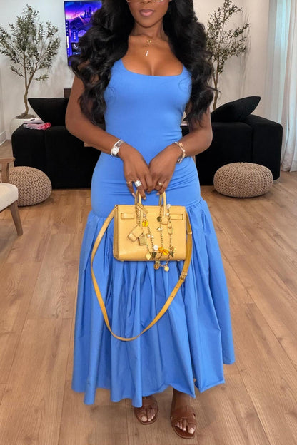 Scoop Neck Drop Waist Maxi Dress