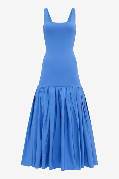 Scoop Neck Drop Waist Maxi Dress