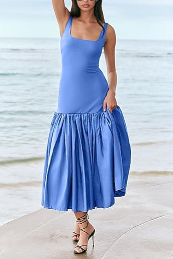 Scoop Neck Drop Waist Maxi Dress