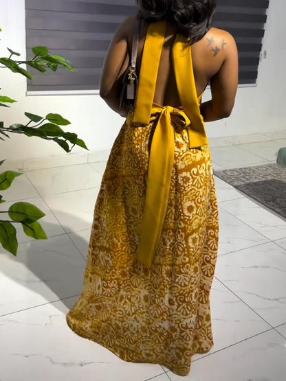 Vibrant Halter Neck Maxi Dress