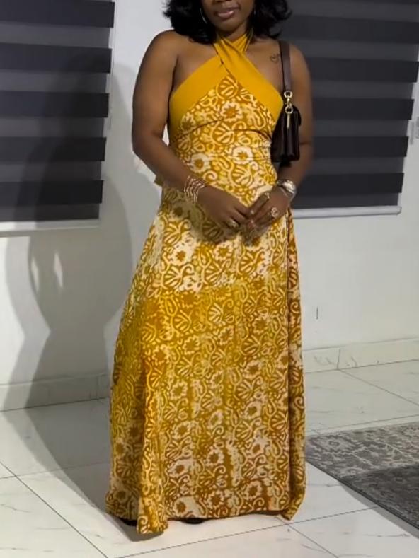 Vibrant Halter Neck Maxi Dress