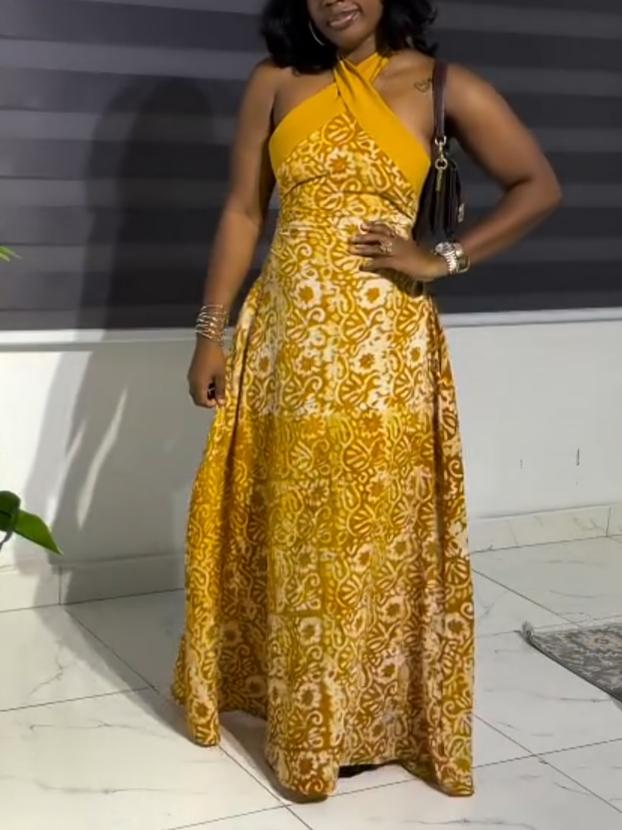 Vibrant Halter Neck Maxi Dress