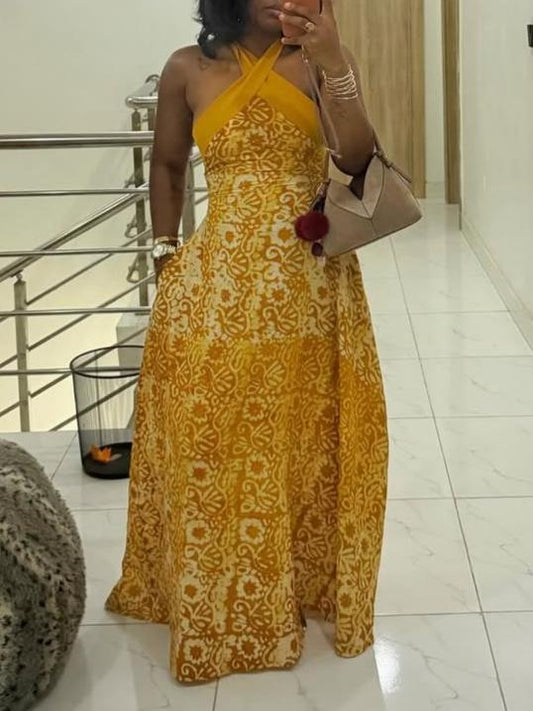 Vibrant Halter Neck Maxi Dress