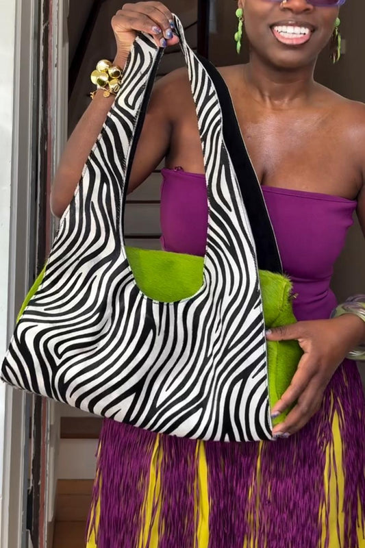 Custom Zebra Print Statement Shoulder Bag