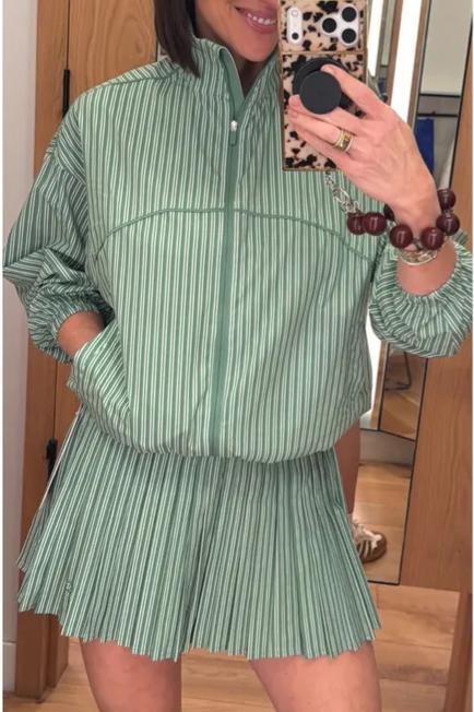 Oversized Tennis Jacket & Knife-Pleat High-Rise Tennis Skirt Set