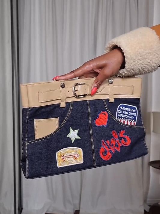 Retro Denim Clutch with Waistband Detail