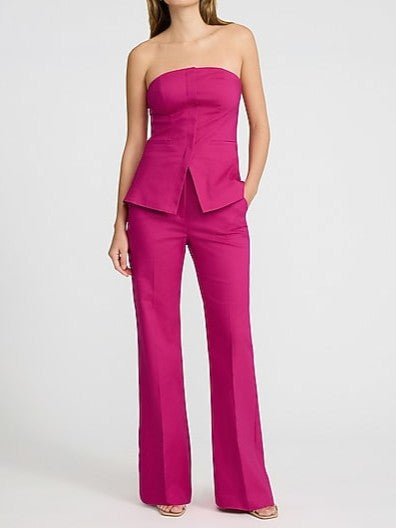 Stretch Cotton Cutaway Tailored Tube Top & Straight Ankle Pant Set