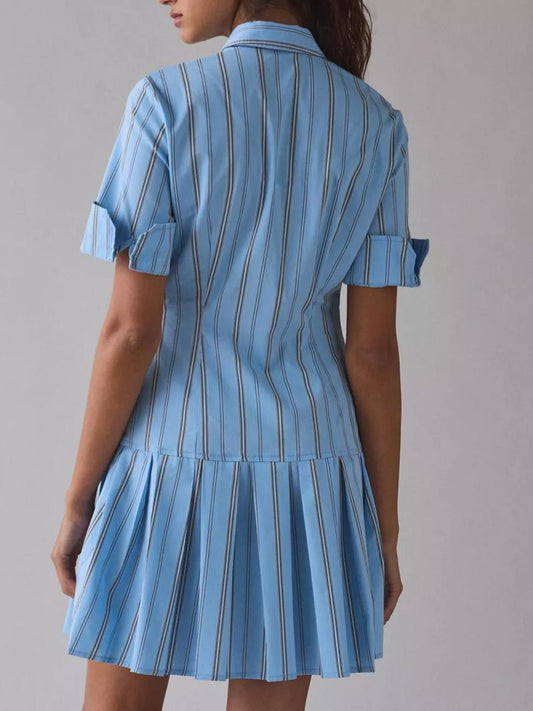Treatment Drop Waist Short Sleeve Shirt Mini Dress