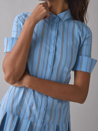Treatment Drop Waist Short Sleeve Shirt Mini Dress