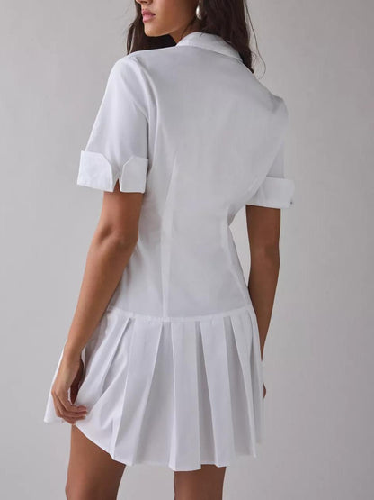 Treatment Drop Waist Short Sleeve Shirt Mini Dress